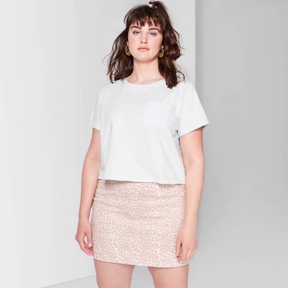 ❌ SOLD ❌ Wild Fable Pink Tan Leopard Print Denim Jean Mini Skirt Plus Size 16 - Picture 10 of 10